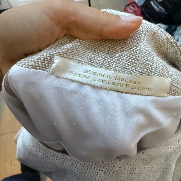 Shannon McLean Long Sleeve Burlap Eyelet Cottagecore Dress - Picture 3 of 4